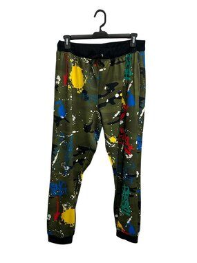 XXL Colorful Camouflage Jogger Pants Splatter Print Drawstring Retro Maximalist